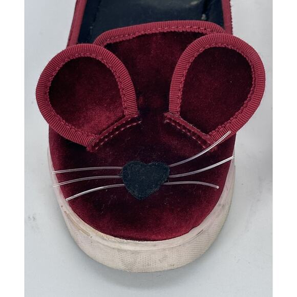 ⭐️ Katie Judith Shoe Flats Burgundy Velvet Mouse Sz 35 - Picture 2 of 10
